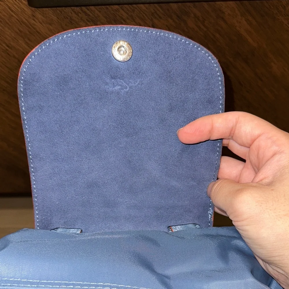 Longchamp Blue Backpack with Orange Accents